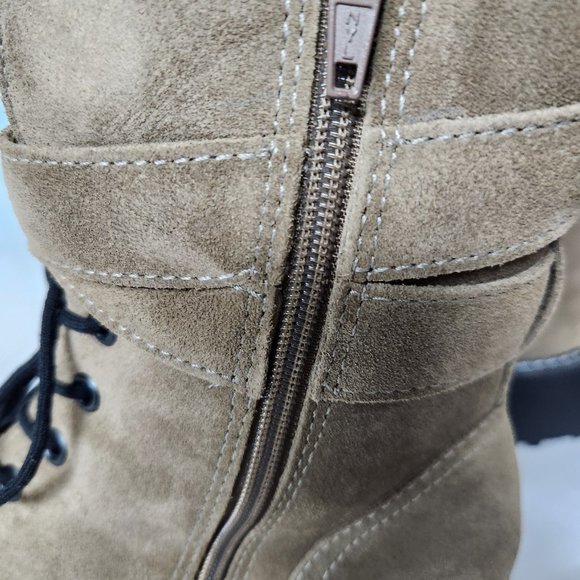 Matisse Nib Hunter Suede Over Ankle Lug Boots Zip Lace Combat Vibe - Picture 6 of 7